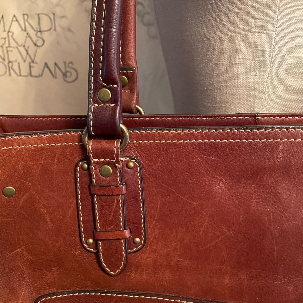 Fossil chocolate brown leather tote - Picture 3 of 16